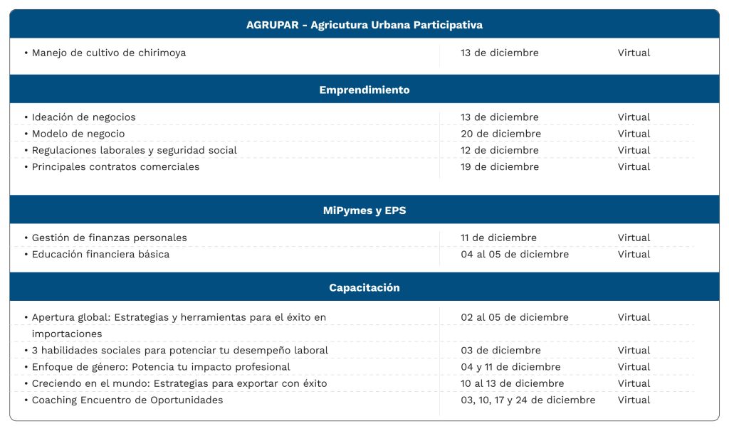 Capacitaciones Diciembre